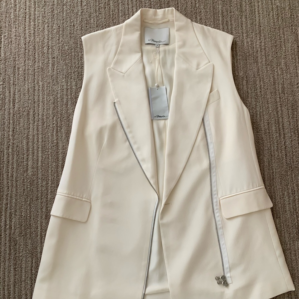 3.1 Phillip Lim white moto style vest